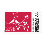 Lovebirds Pink Love Wedding Stamps