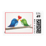 Lovebirds Red Heart Postage Stamps