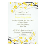 Magnolia yellow, grey flowers bridal shower card