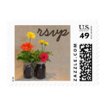 Mason Jar Daisy Country Rustic Nature Wedding RSVP Stamp