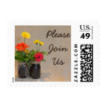 Mason Jar Daisy Country Rustic Please Join Us Postage