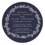 Midnight Blue, Blush Pink and Sage Bridal Shower Card