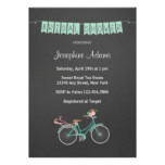 Mint Flowers Bicycle Bridal Shower Invitation