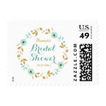 Mint Gold flower Wreath Bridal Shower Stamps
