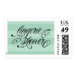 Mint Stripes Chic Lingerie Shower Postage Stamp