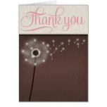 Mocha Rustic Linen Dandelion Thank You Cards