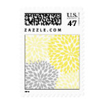 MOD Yellow and Gray Dahlia Bridal or Baby Shower Stamp