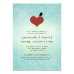 Modern Aqua and Red Lovebird Couples Bridal Shower Card