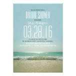 Modern beach bridal shower invitations with sea