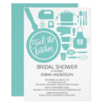 Modern Blue Kitchen Bridal Shower Invitation