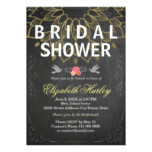 Modern Chalkboard Gold Floral Bridal Shower Card