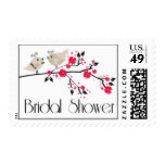 Modern chic floral love birds bridal shower stamps