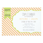 Modern Coral Striped Couples Bridal Shower Card