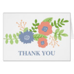 Modern Floral Thank You Card (Coral and Blue)