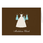 Modern Gown Bridal Shower Thank You Card Turquoise