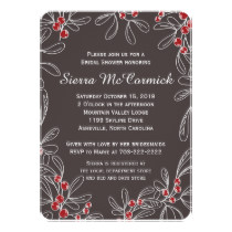 Modern Gray Mistletoe Holiday Bridal Shower Card
