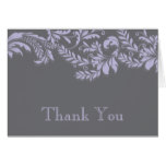 Modern Grey & Purple Leaf Flourish Thank You Note Card