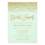 Modern Mint Green Faux Gold Glitter Bridal Shower Card