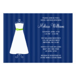 Modern Navy Blue and Green Gown Bridal Shower Card