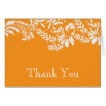 Modern Orange Floral Leaf Flourish Thank You Note Card
