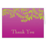 Modern Pink & Green Leaf Flourish Thank You Note Card