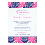 Modern Pink Navy Blue Flower Bridal Shower Card
