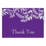 Modern Purple Floral Leaf Flourish Thank You Note Card