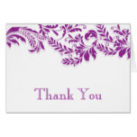 Modern Purple Floral Leaf Flourish Thank You Note Card