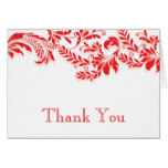 Modern Red Floral Leaf Flourish Thank You Note Card