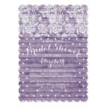 Modern Rustic Purple Lace Bridal Shower Invitation