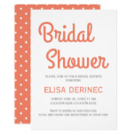 Modern typography coral wedding bridal shower card