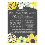 Modern Typography Floral Bridal Shower Gray Yellow Card