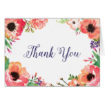 MODERN WATERCOLOR FLORAL bridal thank you card