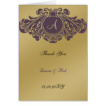Monogram violet french flourish Thank You Card