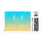 Monogram Wreath Beach Ombre Bridal Shower Postage Stamp