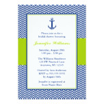 Nautical Chevron Anchor Blue Green Bridal Shower Card