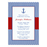 Nautical Chevron Anchor Blue Red Bridal Shower Card