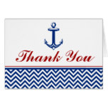 Nautical Chevron Anchor Blue Red Thank You Card