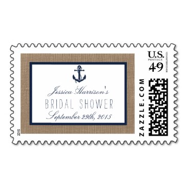Nautical Navy Anchor Beach Bridal Shower Postage