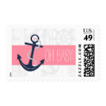 Nautical Postage Baby or Bridal Shower, Pink Navy
