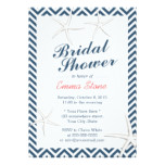 Nautical Starfishes Chevron Stripes Bridal Shower Card