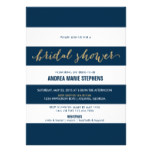Navy and White Stripes Gold Glitter Bridal Shower Card