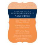 Navy Blue and Orange Chevron Pattern Bridal Shower Card