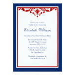 Navy Blue and Red Flourish Bridal Shower Card