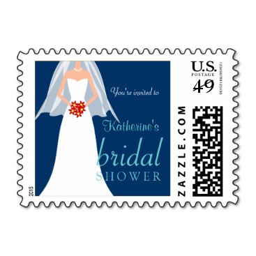 Navy Blue Bridal Shower Postage Stamps