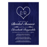 Navy Blue Country Bridal Shower Invitations