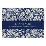 Navy Blue Damask Bridal Shower Thank You Card