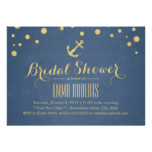 Navy Blue Gold Anchor Nautical Bridal Shower Card