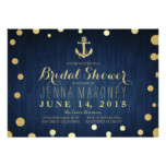 Navy Blue Gold Foil Anchor Nautical Bridal Shower Card