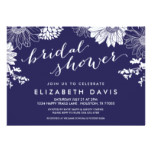 Navy Blue Modern Floral Bridal Shower Card